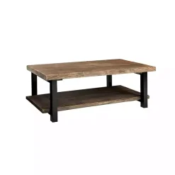 Online Kirklands Home Pine Wood and Metal Coffee Table Brown