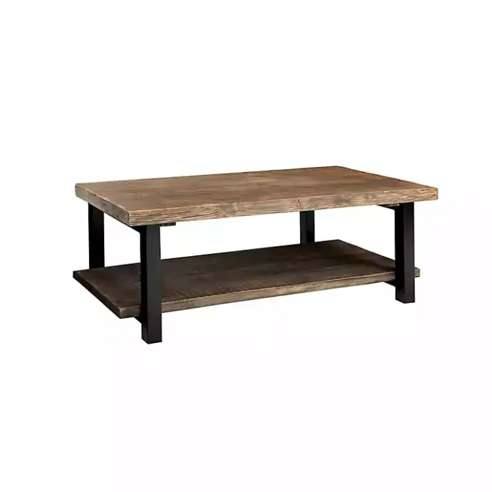 Online Kirklands Home Pine Wood and Metal Coffee Table Brown