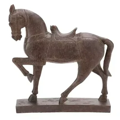Kirklands Home Polystone Prancing Horse Statue Brown
