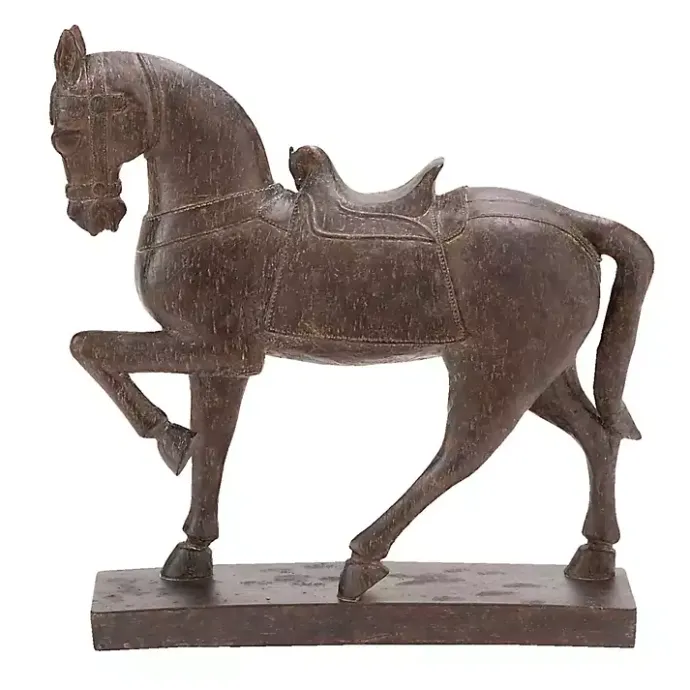 Kirklands Home Polystone Prancing Horse Statue Brown