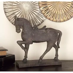 Kirklands Home Polystone Prancing Horse Statue Brown
