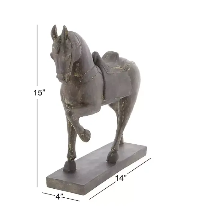 Kirklands Home Polystone Prancing Horse Statue Brown
