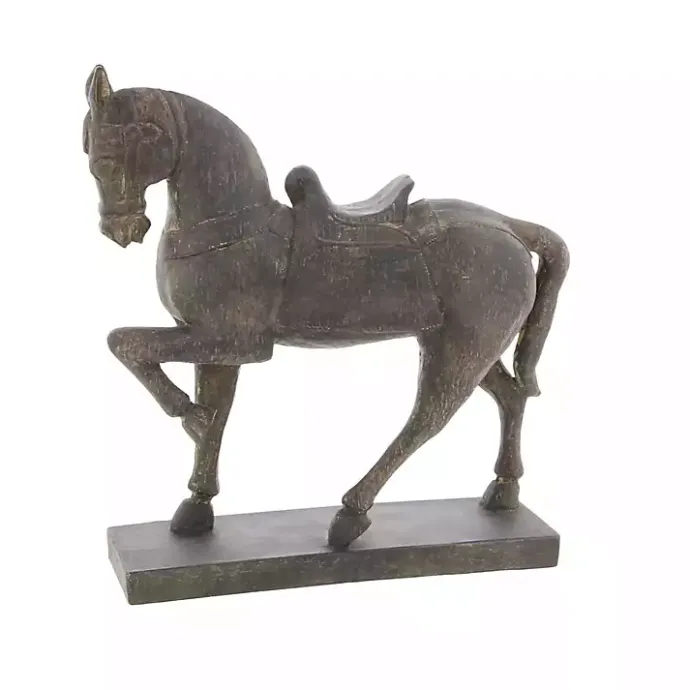 Kirklands Home Polystone Prancing Horse Statue Brown