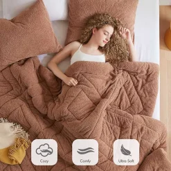 Best Kirklands Home Quilted Teddy 3-pc. Full/Queen Comforter Set Brown