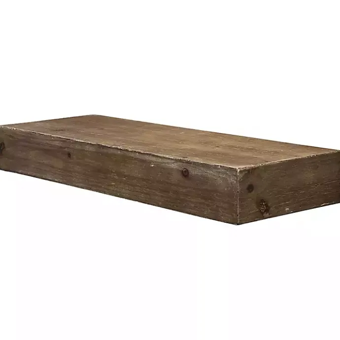Outlet Kirklands Home Brown Rustic Floating Wooden Shelf