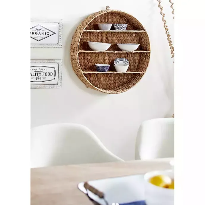 Best Kirklands Home Brown Sea Grass Woven Round Wall Shelf