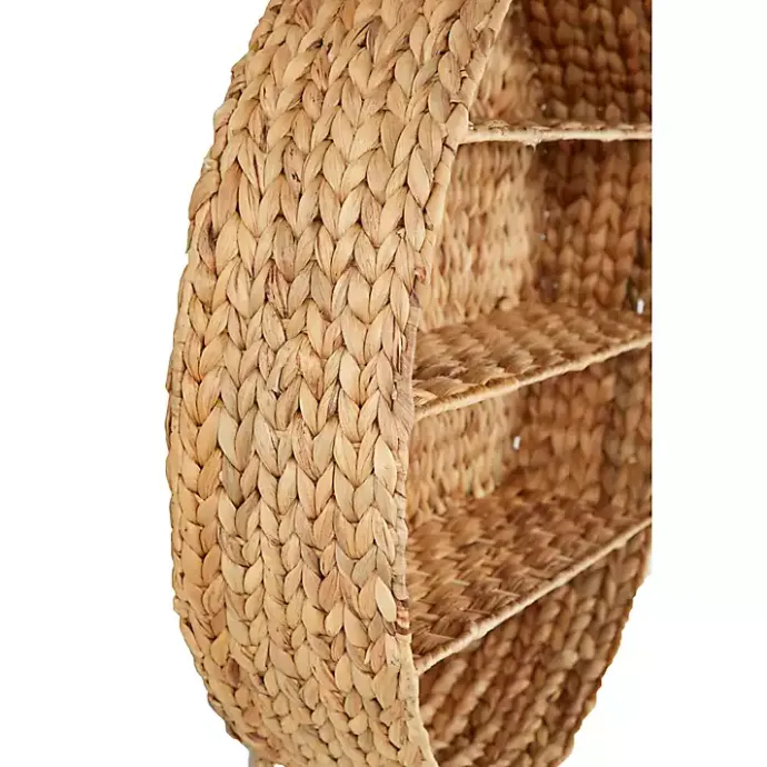 Best Kirklands Home Brown Sea Grass Woven Round Wall Shelf
