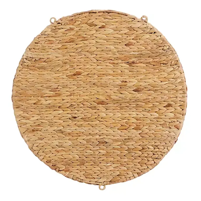 Best Kirklands Home Brown Sea Grass Woven Round Wall Shelf