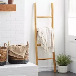 Best Kirklands Home Teak Wood Leaning Ladder Brown