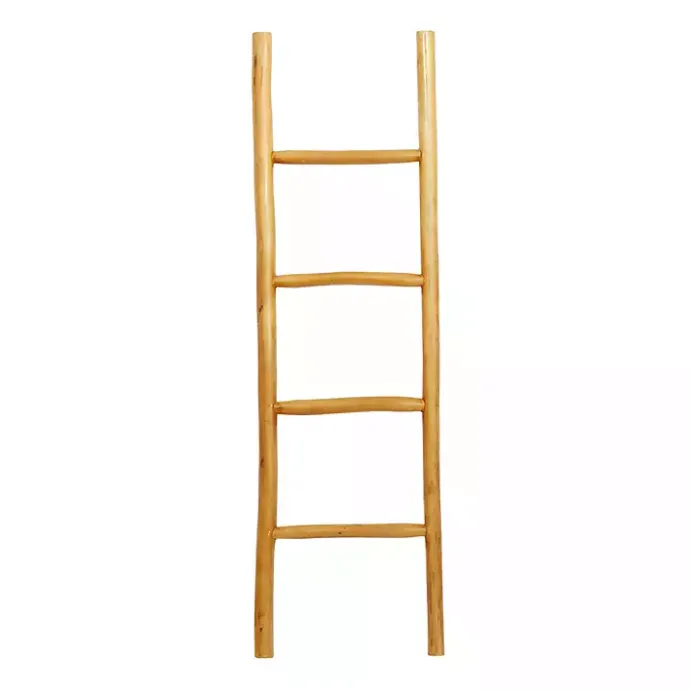 Best Kirklands Home Teak Wood Leaning Ladder Brown