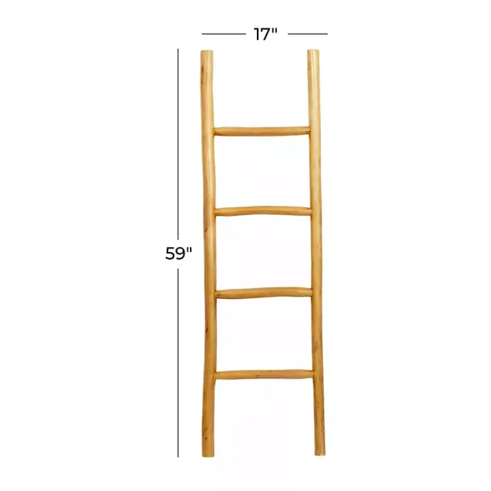 Best Kirklands Home Teak Wood Leaning Ladder Brown