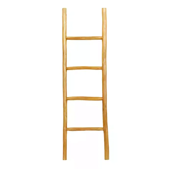 Best Kirklands Home Teak Wood Leaning Ladder Brown
