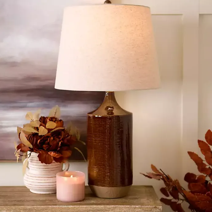 Sale Kirklands Home Brown Two Tone Ceramic Table Lamp Tan