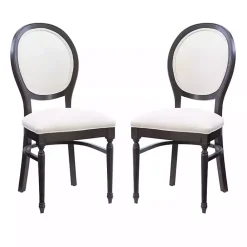 Discount Kirklands Home Brown Upholstered Oval Dining Chairs, Set of 2 White