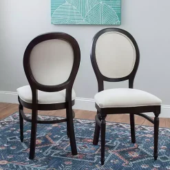 Discount Kirklands Home Brown Upholstered Oval Dining Chairs, Set of 2 White