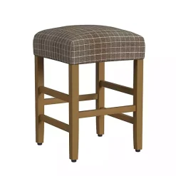 New Kirklands Home Windowpane Upholstered Counter Stool Brown