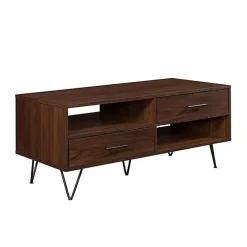 Discount Kirklands Home Brown Wood & Black Metal Hairpin Legs Coffee Table