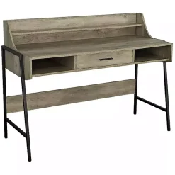 Hot Kirklands Home Wood & Black Metal Tall Back Desk Brown