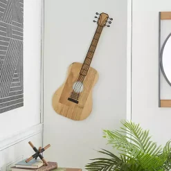 New Kirklands Home Brown Wood Acoustic Guitar Wall Plaque