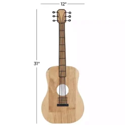 New Kirklands Home Brown Wood Acoustic Guitar Wall Plaque