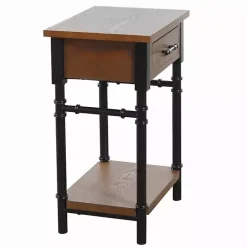 Sale Kirklands Home Brown Wood and Black Metal Ruth Accent Table