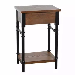 Sale Kirklands Home Brown Wood and Black Metal Ruth Accent Table