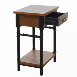 Sale Kirklands Home Brown Wood and Black Metal Ruth Accent Table