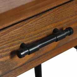 Sale Kirklands Home Brown Wood and Black Metal Ruth Accent Table