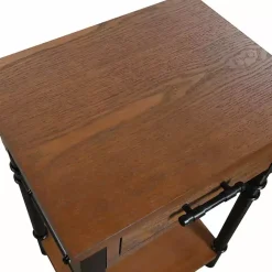 Sale Kirklands Home Brown Wood and Black Metal Ruth Accent Table