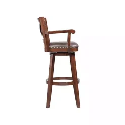 Hot Kirklands Home Wood and Faux Leather Swivel Bar Stool Brown