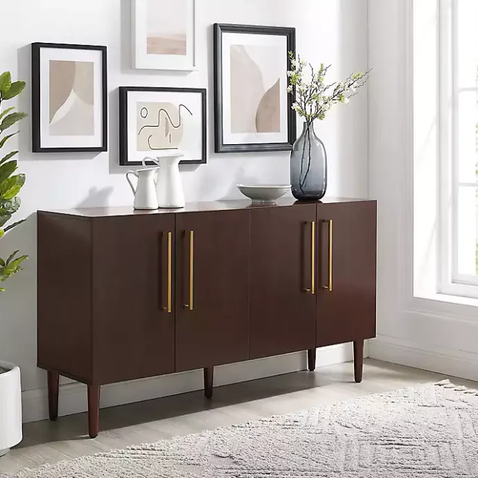 Online Kirklands Home Brown Wood and Gold 4-Door Cabinet