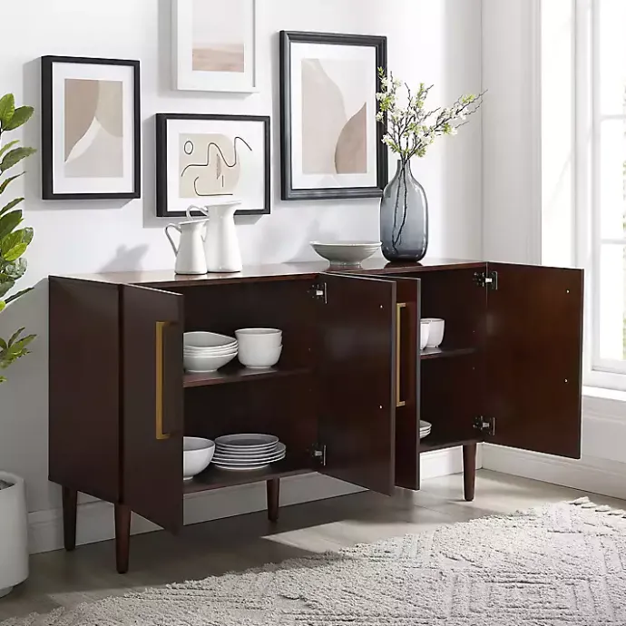 Online Kirklands Home Brown Wood and Gold 4-Door Cabinet