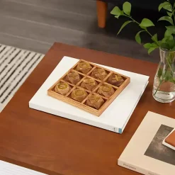 Kirklands Home Wood and Gold Tic Tac Toe Game Set Brown