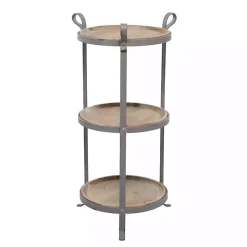 Best Kirklands Home Brown Wood and Metal 3-Tier Side Table Gray