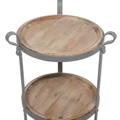 Best Kirklands Home Brown Wood and Metal 3-Tier Side Table Gray