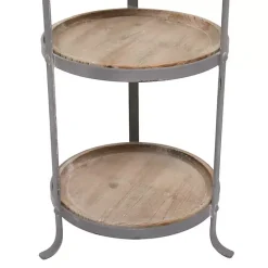 Best Kirklands Home Brown Wood and Metal 3-Tier Side Table Gray