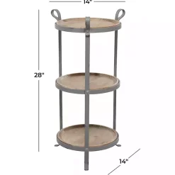 Best Kirklands Home Brown Wood and Metal 3-Tier Side Table Gray