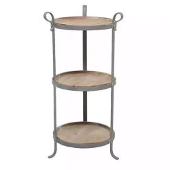 Best Kirklands Home Brown Wood and Metal 3-Tier Side Table Gray