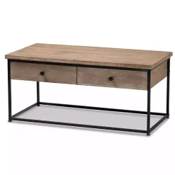 Online Kirklands Home Wood and Metal 2-Drawer Coffee Table Brown