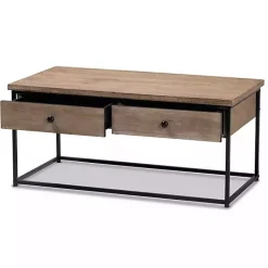 Online Kirklands Home Wood and Metal 2-Drawer Coffee Table Brown