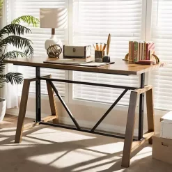 Clearance Kirklands Home Brown Wood and Metal Linear Base Desk
