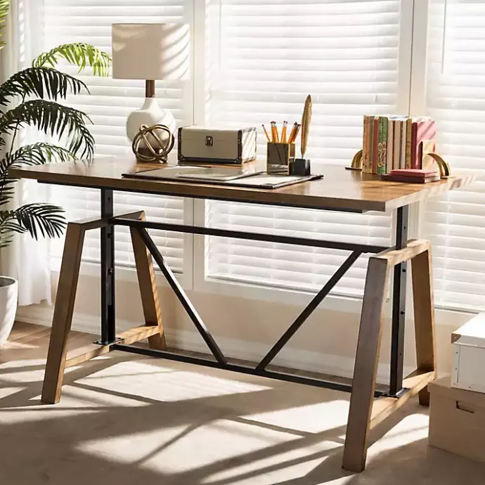 Clearance Kirklands Home Brown Wood and Metal Linear Base Desk