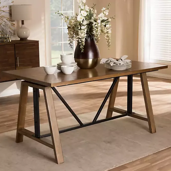 Clearance Kirklands Home Brown Wood and Metal Linear Base Desk