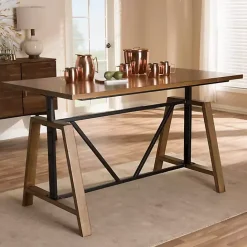 Clearance Kirklands Home Brown Wood and Metal Linear Base Desk