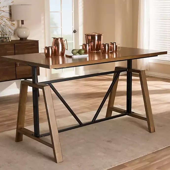 Clearance Kirklands Home Brown Wood and Metal Linear Base Desk