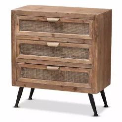 Online Kirklands Home Wood and Rattan 3-Drawer Cabinet Brown