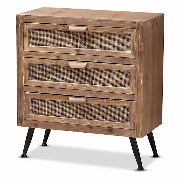 Online Kirklands Home Wood and Rattan 3-Drawer Cabinet Brown