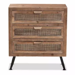 Online Kirklands Home Wood and Rattan 3-Drawer Cabinet Brown