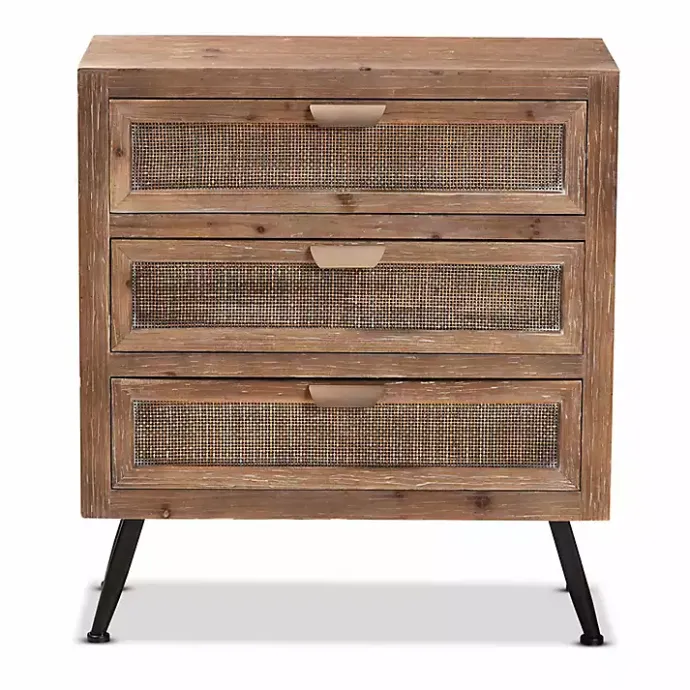 Online Kirklands Home Wood and Rattan 3-Drawer Cabinet Brown