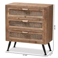 Online Kirklands Home Wood and Rattan 3-Drawer Cabinet Brown